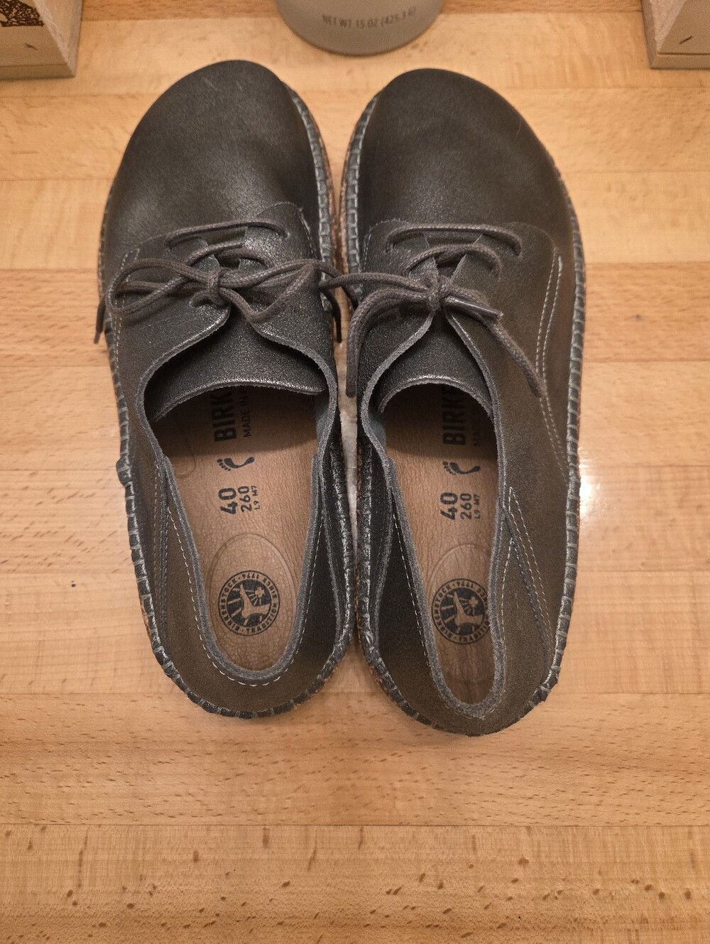 Birkenstock Gary Lace-up Shoes Metallic Silver Leather Womens Size 40 - Picture 9 of 10